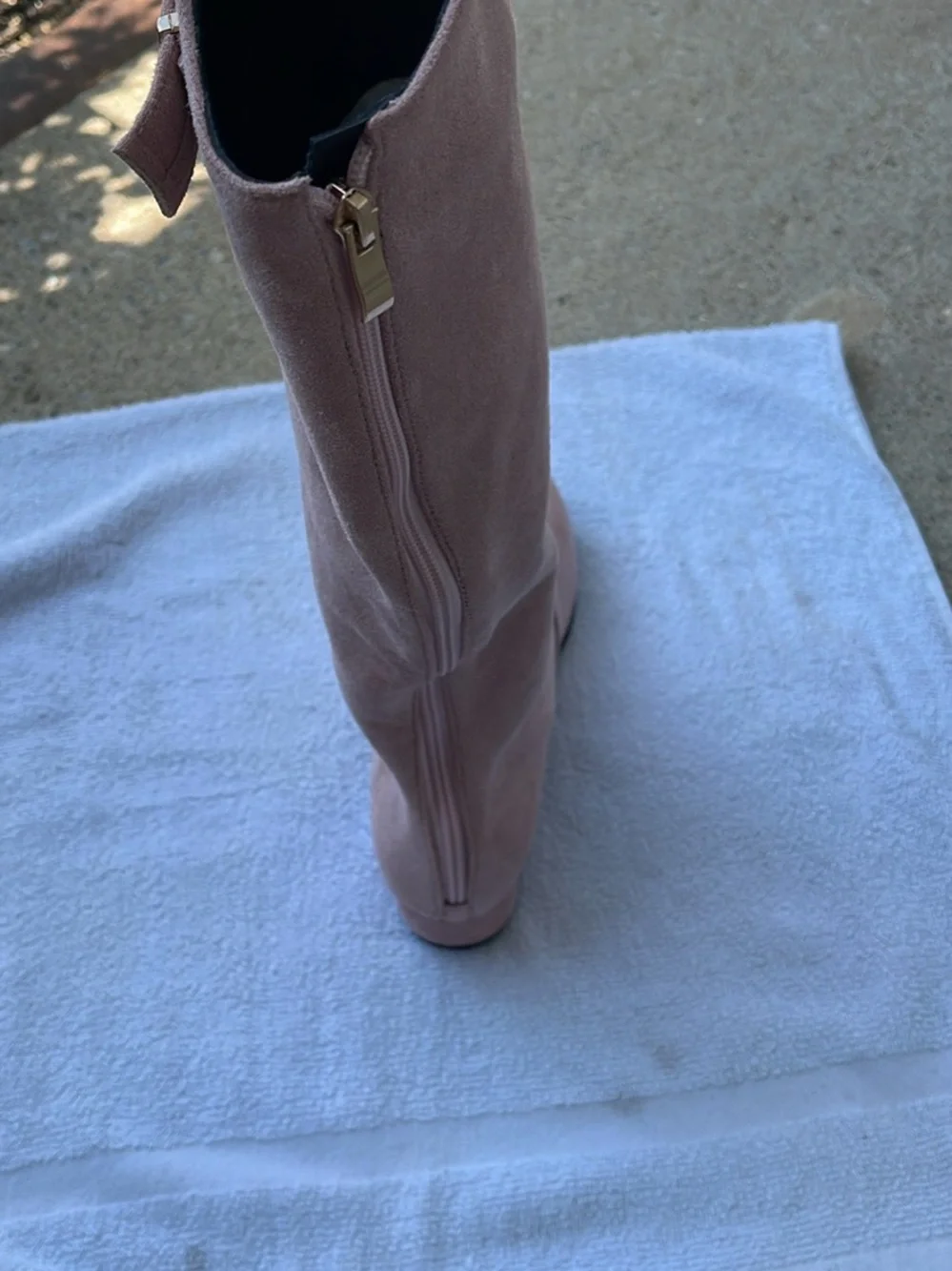 Women's Tall Suede Knee-High Boots in Blush Pink